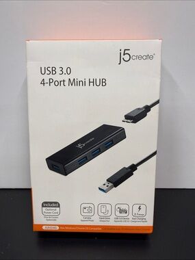 USB 3.0 4-Port Mini Hub — Black